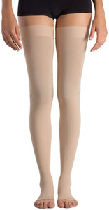 +MD Thigh High Graduated Compression Stockings Open-Toe 23-32mmHg Firm Medical Support Socks for Varicose Veins, Edema, Spider Veins NudeL